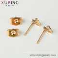 94989 xuping gold plated stud earring with blue turquoise letter v